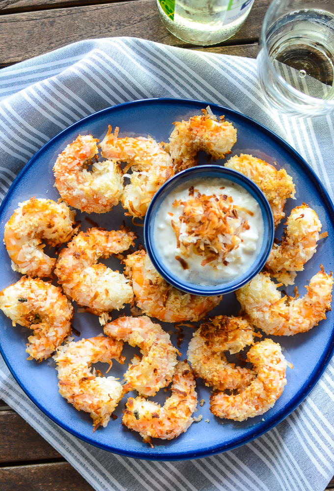 Quick & Easy Air Fried Coconut Shrimp with Boozy Pina Colada Dip