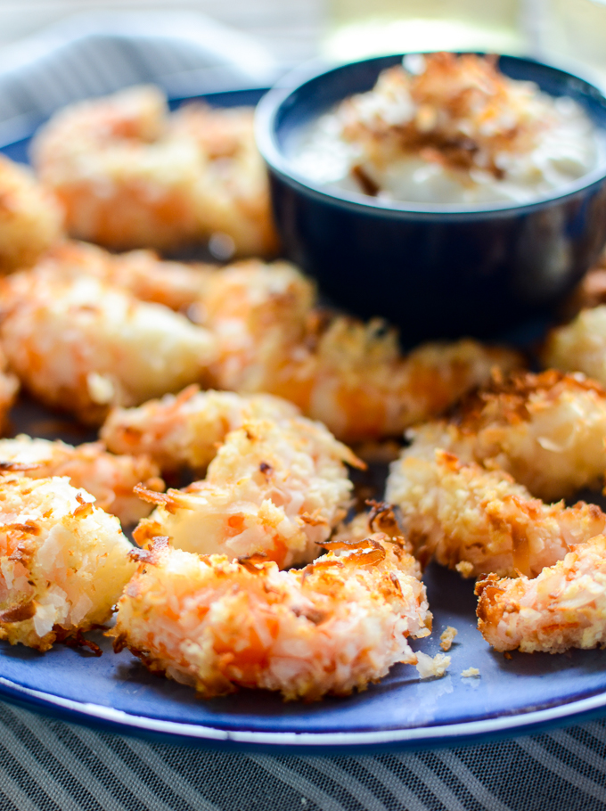 Quick & Easy Air Fried Coconut Shrimp with Boozy Pina Colada Dip