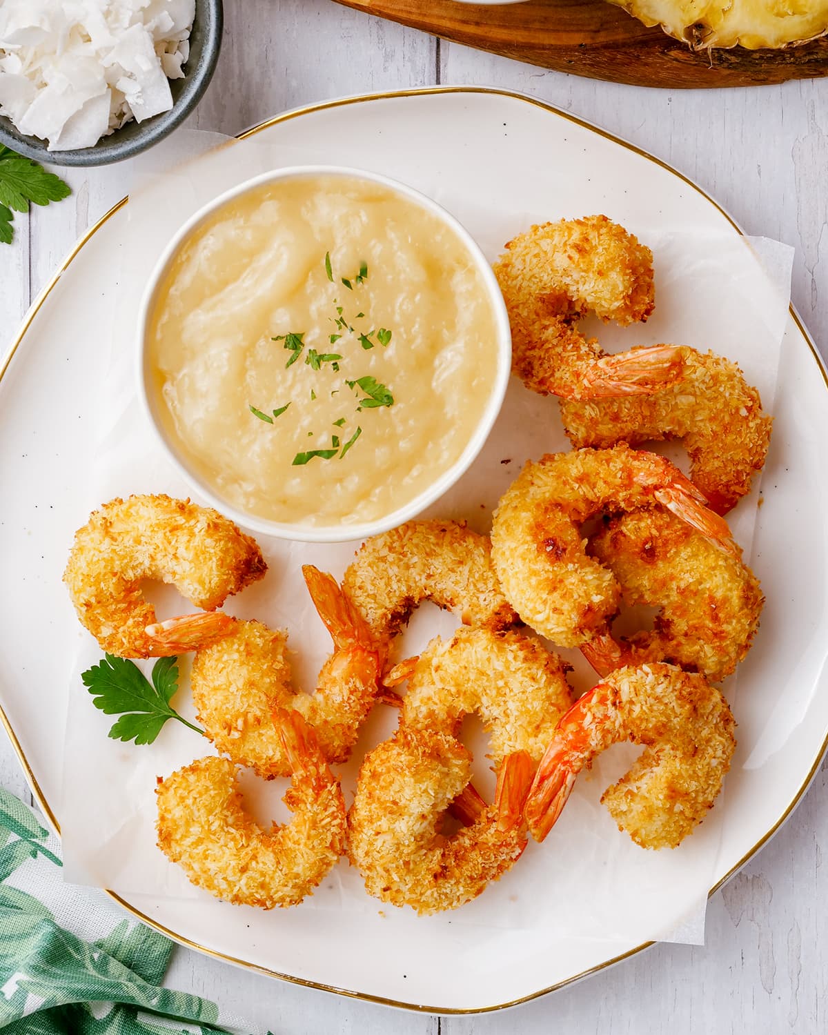 Quick & Easy Air Fried Coconut Shrimp with Boozy Pina Colada Dip