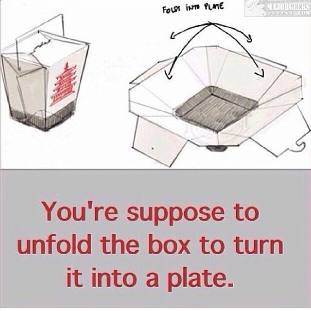 Unfold a Chinese Takeout Box for an Instant Plate: A Simple Trick